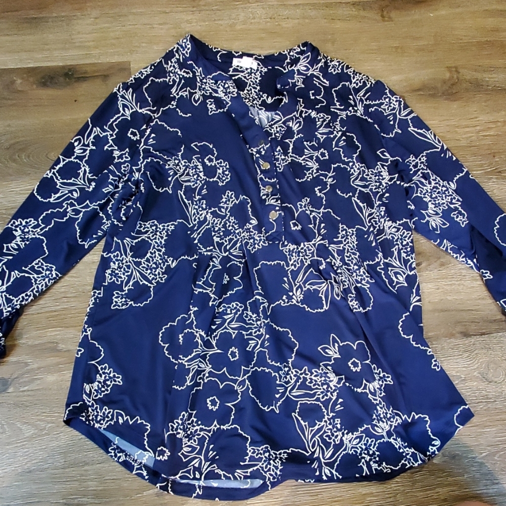 Navy blue flower shirt
